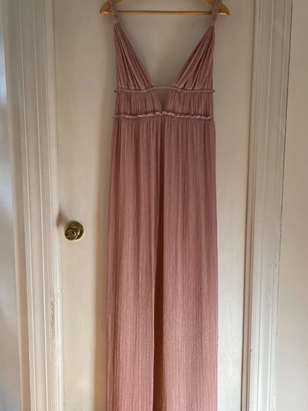 Jonathan Simkhai Blush Plunging V-Neck Maxi Dress